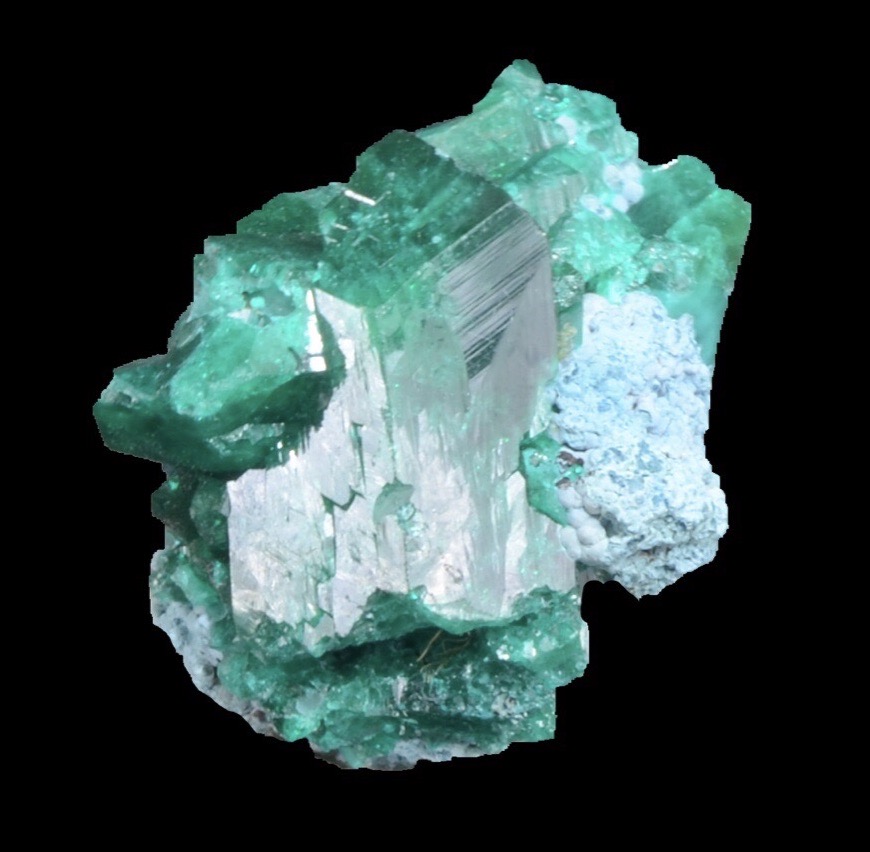 Dioptase, Plancheite from Kaokoveld Plateau, Kunene Region, Namibia